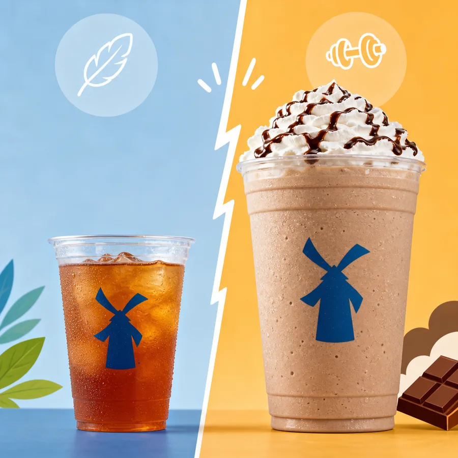 Dutch Bros calories comparison between light tea and blended freeze drinks