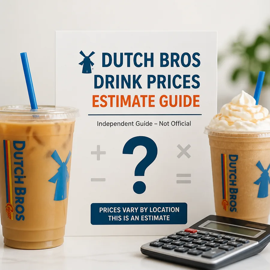 Dutch Bros menu price estimates independent guide disclaimer concept
