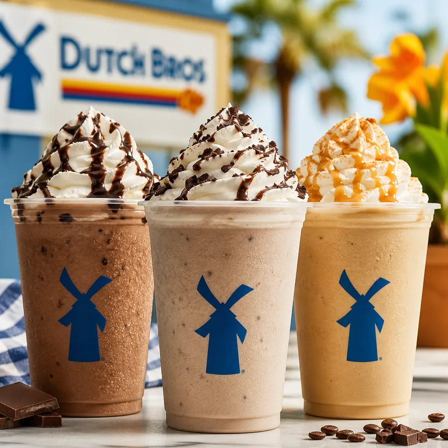 Dutch Bros Freeze blended drinks with soft top and creamy coffee flavors